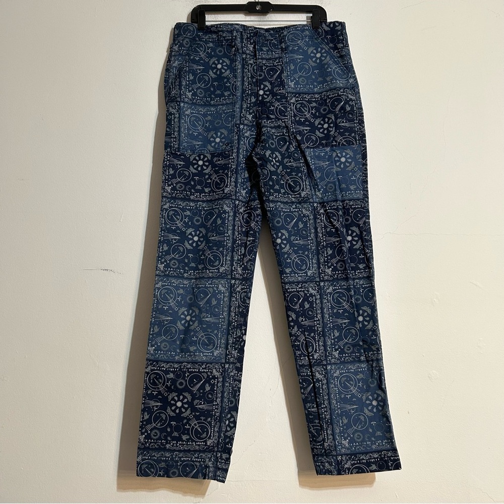 Levi's Printed Bandana Chore Patch Pocket Straight Leg Pants Blue 34 Utility